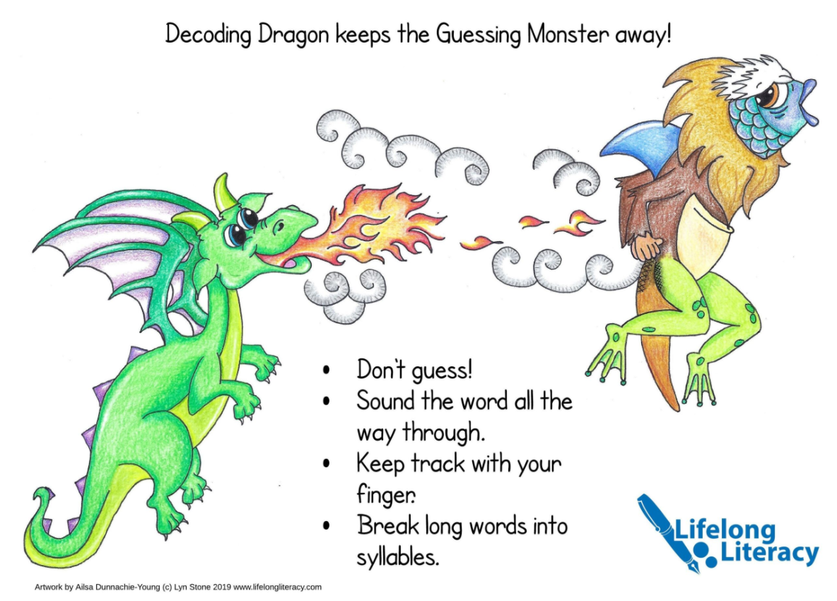 The decoding dragon keeps the guessing monster away